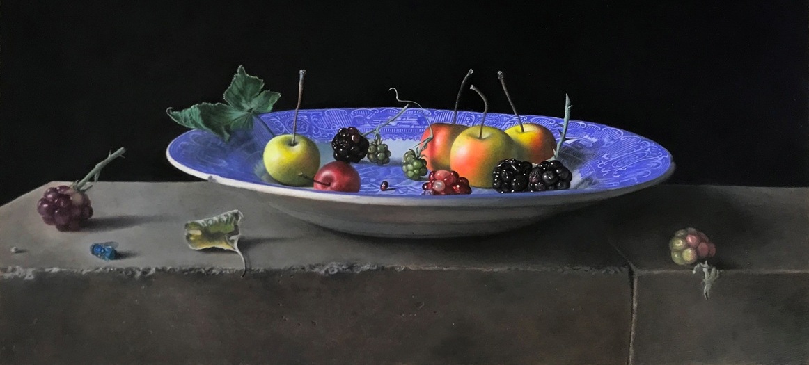 November Harvest, 2020 – Still life oil painting on panel, 45 x 25 cm – Ginny Page